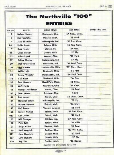 Northville Downs - Entry List From Brian Norton (newer photo)